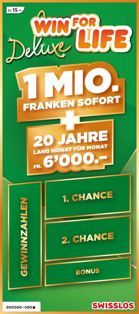 win for life deluxe gewinnchance|﻿Swisslos: Kaum je ein Gewinn fürs Leben .